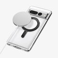 ACP06107 - Magnet Ring Plate (MagFit) in carbon showing a magsafe charger hovering above the device
