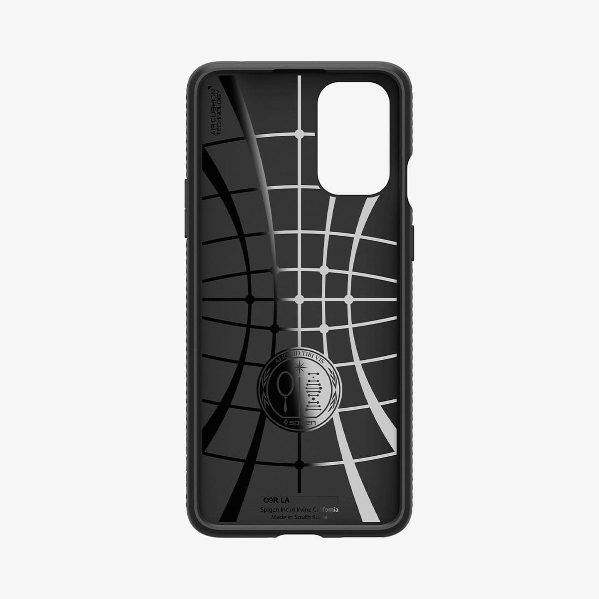 ACS02764 - OnePlus 9R Liquid Air Case in Matte Black showing the inner case with spider web pattern