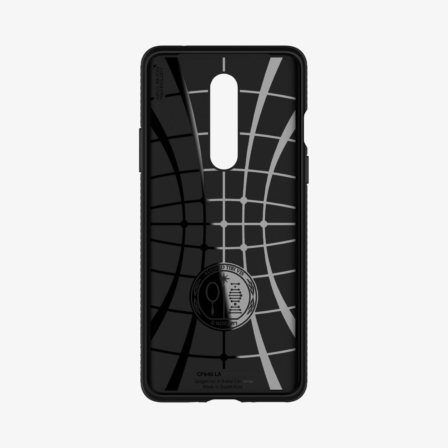 ACS00827 - OnePlus 8 Liquid Air Case in Matte Black showing the inner case with spider web pattern