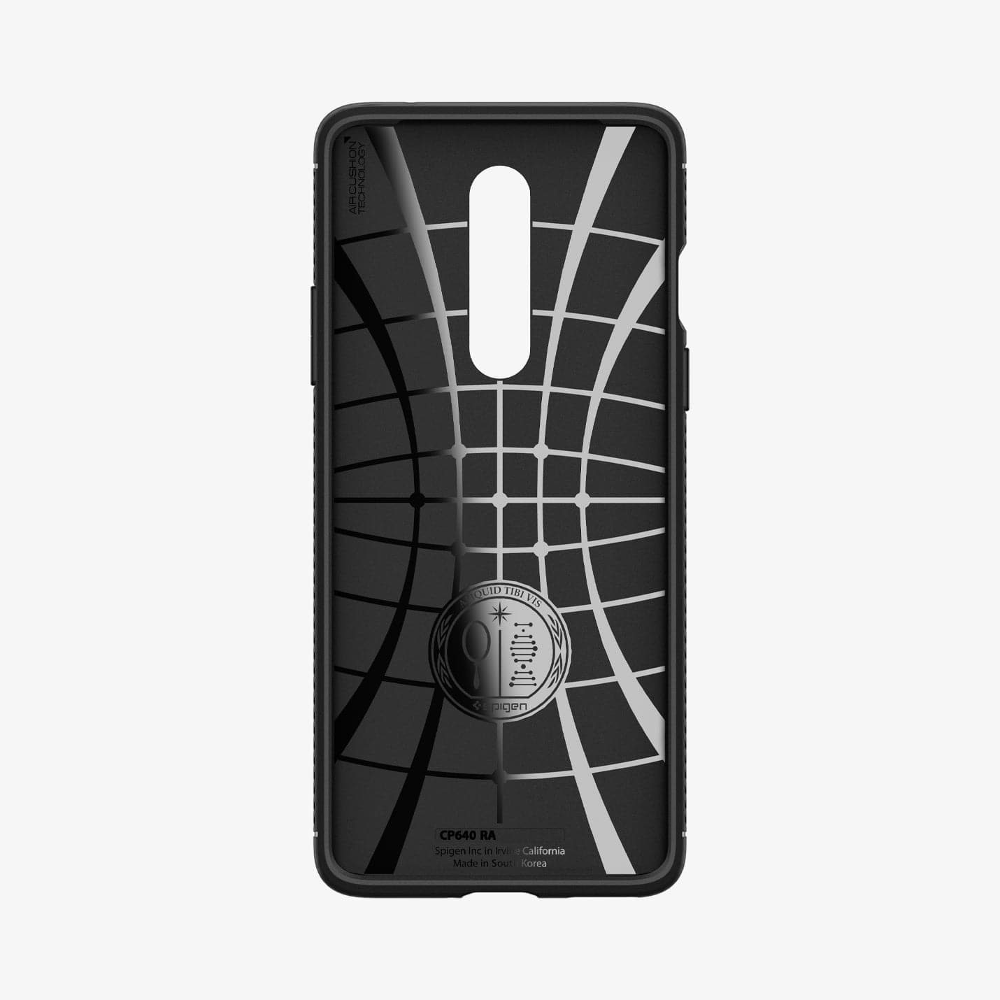 ACS00826 - OnePlus 8 Rugged Armor Case in Matte Black showing the inner case with spider web pattern