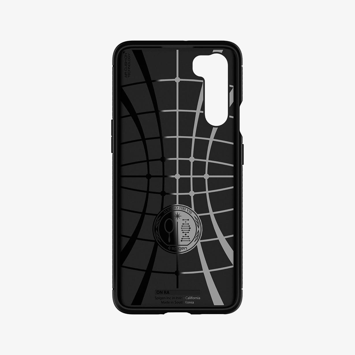 ACS00990 - OnePlus Nord Rugged Armor Case in Matte Black showing the inner case with spider web pattern