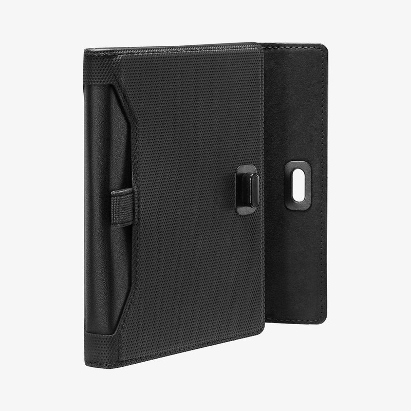 AFA05538 - Passport Holder in black showing the back with holder open