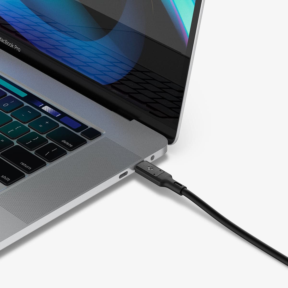 ACA02201 - ArcWire™ USB-C to USB-C 4 Cable in black showing the cable inserted into laptop port