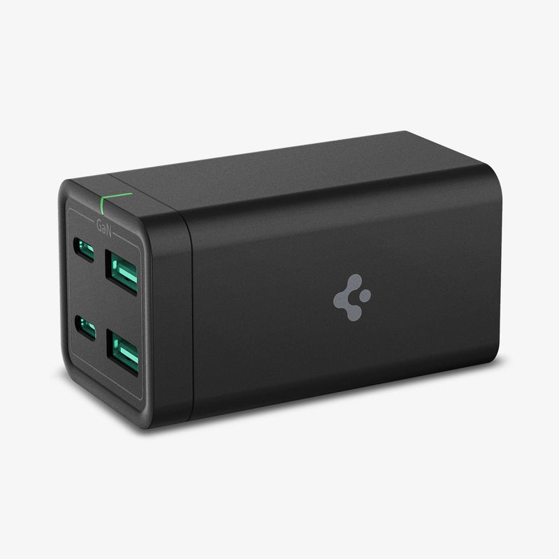 ACH03787 - Spigen ArcDock 65W Desktop Charger PD2101 in black showing the front, side and top