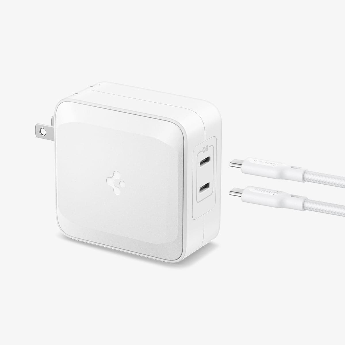 ACH02122 - ArcStation™ Pro 100W Wall Charger PE2006 in white showing two charging cables hovering in front of charging port