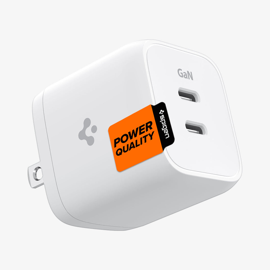 ACH03716 - ArcStation™ Pro GaN 452 Dual Port Wall Charger in white showing the side, top and front