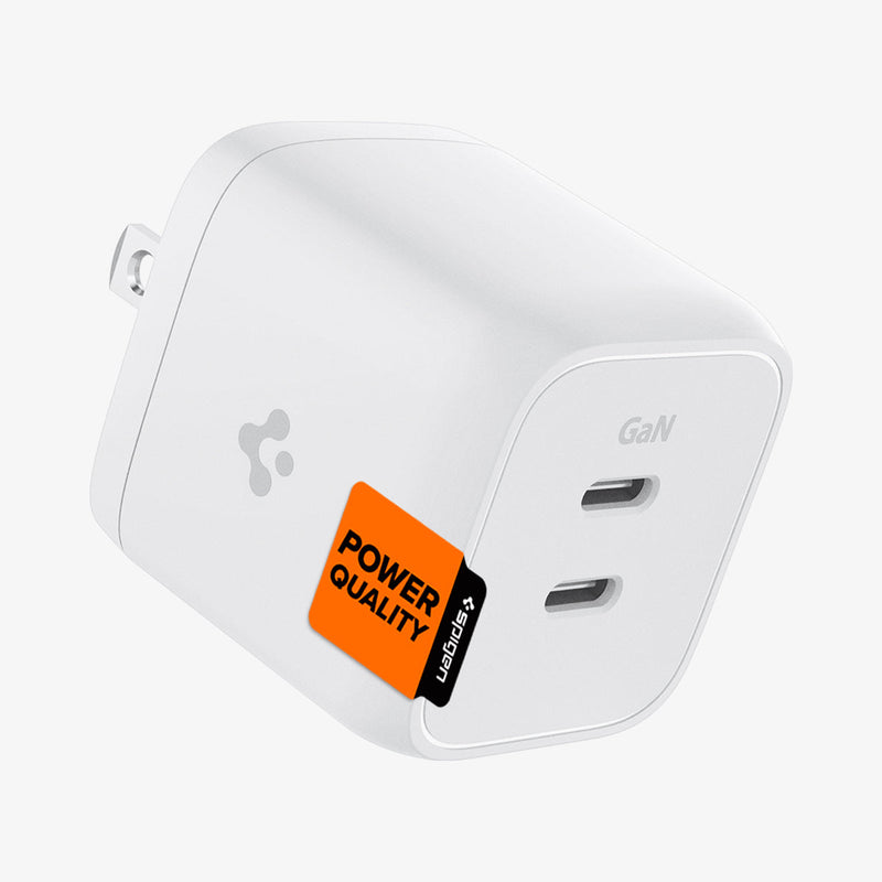 ACH03716 - ArcStation™ Pro GaN 452 Dual Port Wall Charger in white showing the side, top and front