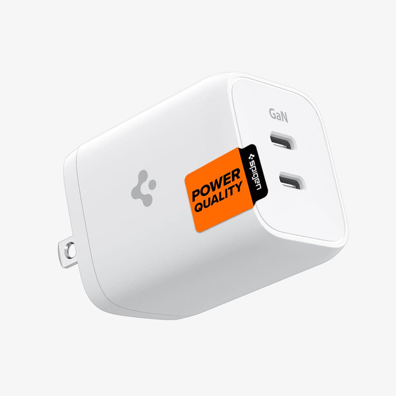 ACH03719 - ArcStation™ Pro GaN 652 Dual Port Wall Charger in white showing the side, bottom and front