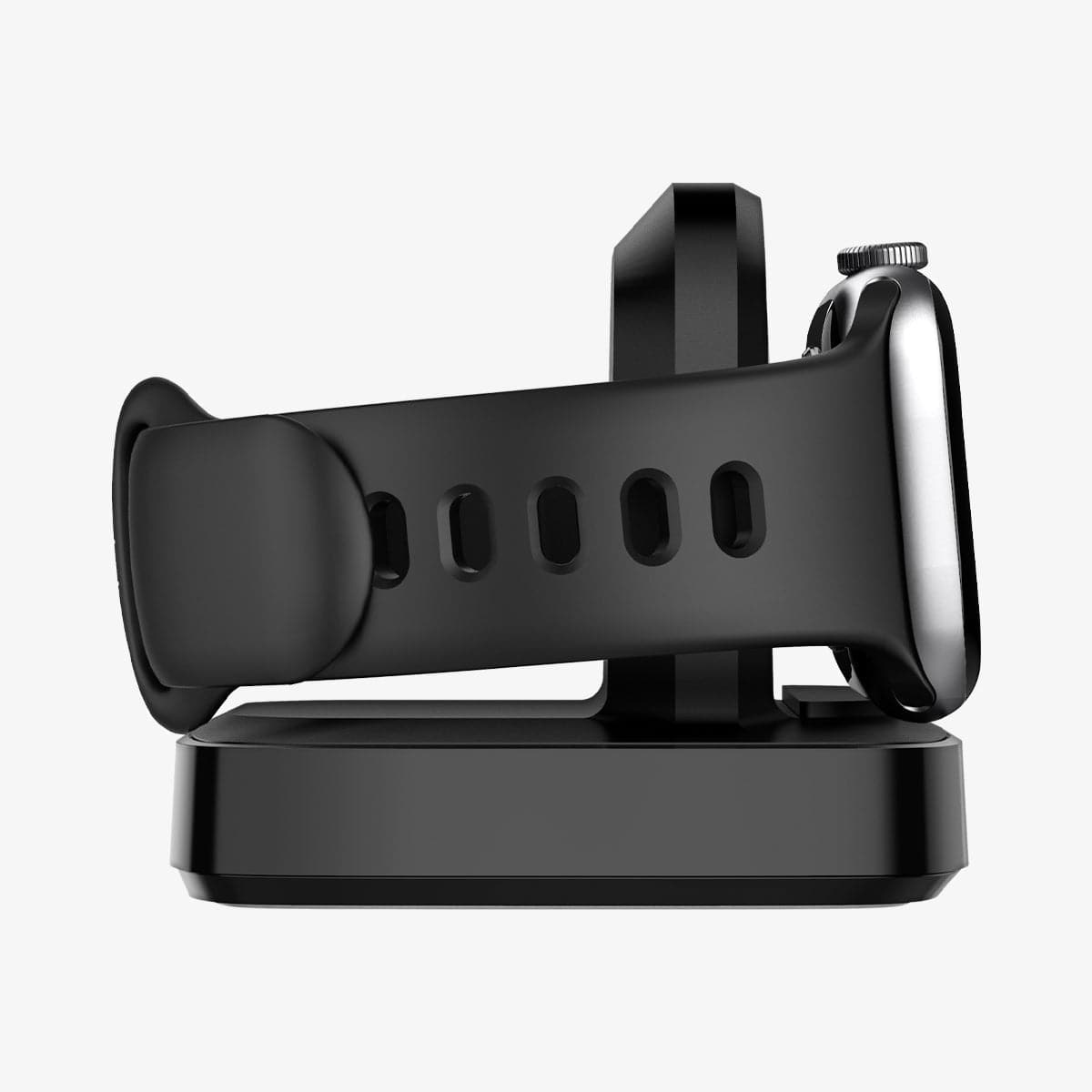 000CH25522 - Apple Watch ArcField™ Wireless Charger PF2002 in black showing the side with apple watch connected
