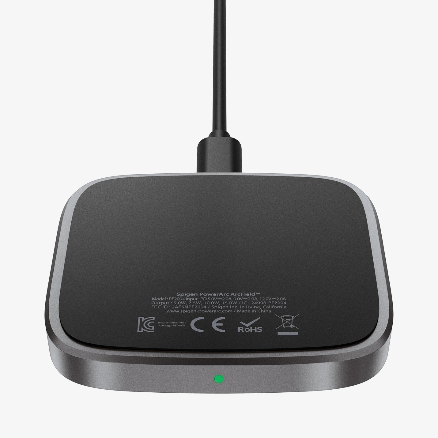 ACH02578 - ArcField™ 15W Max Wireless Charger PF2004 in black showing the bottom and front