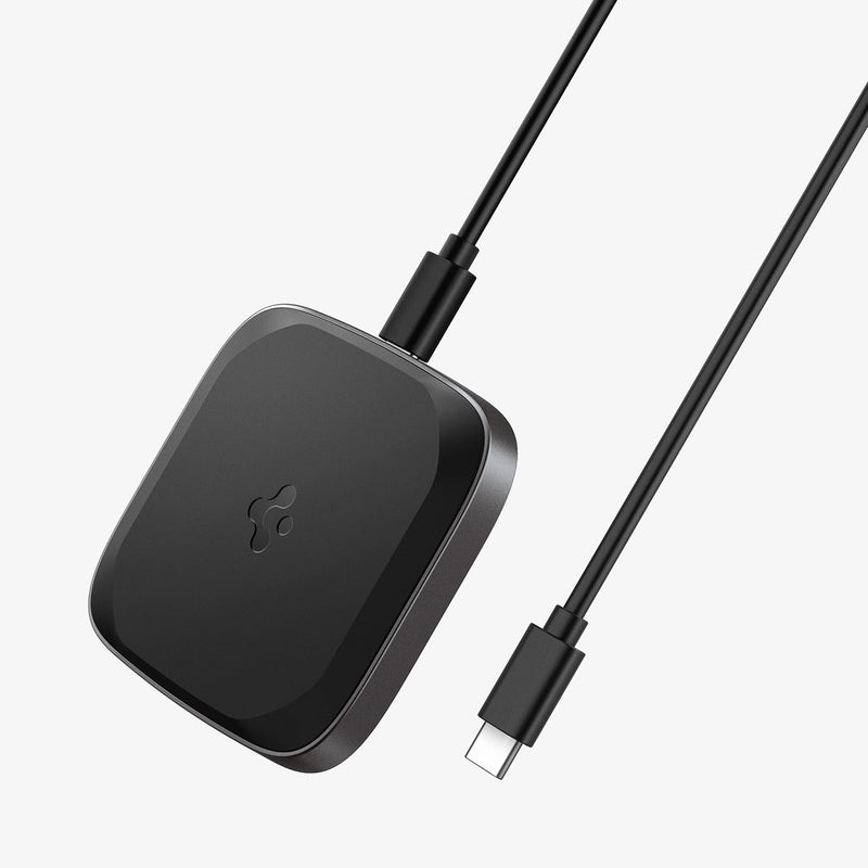 ACH02578 - ArcField™ 15W Max Wireless Charger PF2004 in black showing the top and side of stand with cable next to it
