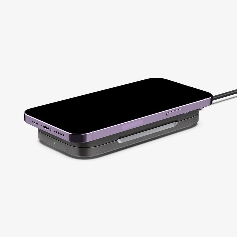 ACH04622 - ArcField™ Flex Wireless Charger PF2201 in black showing the charger fully flat with phone on top