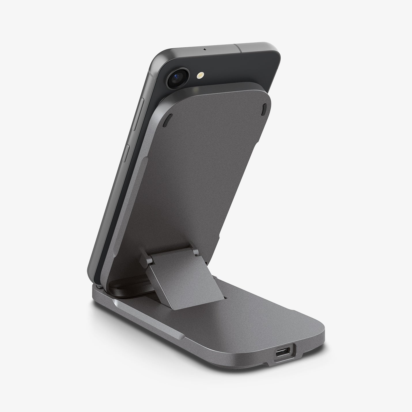 ACH04622 - ArcField™ Flex Wireless Charger PF2201 in black showing the back with phone on charger