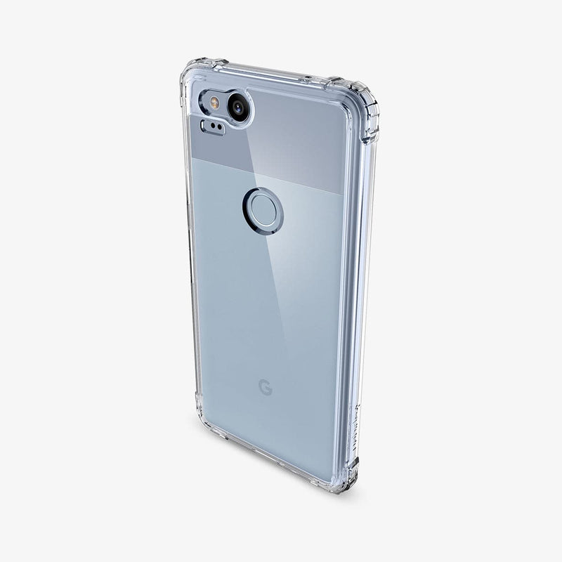 F16CS22252 - Pixel 2 Case Crystal Shell in crystal clear showing the back and side