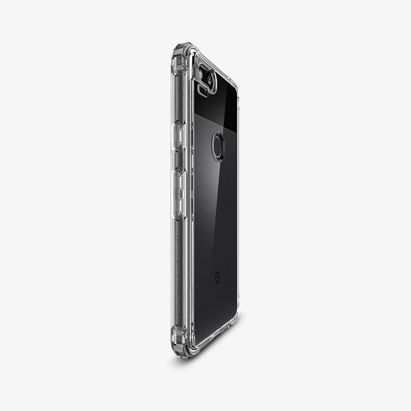 F16CS22252 - Pixel 2 Case Crystal Shell in crystal clear showing the side and partial back
