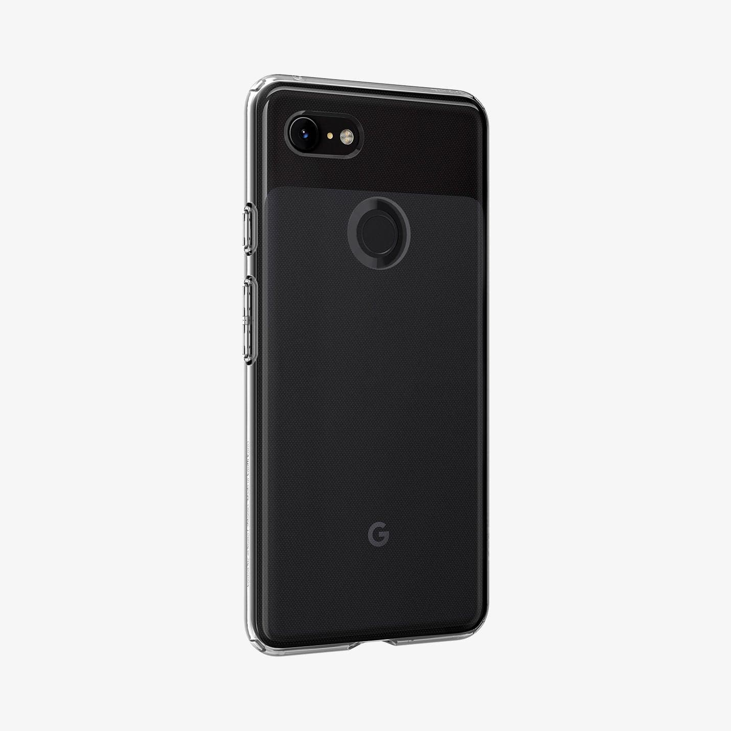 F19CS25032 - Pixel 3 Case Liquid Crystal in crystal clear showing the back and partial side