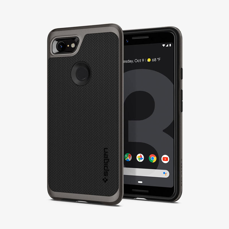 F19CS25036 - Pixel 3 Series Case Neo Hybrid in gunmetal showing the back and front