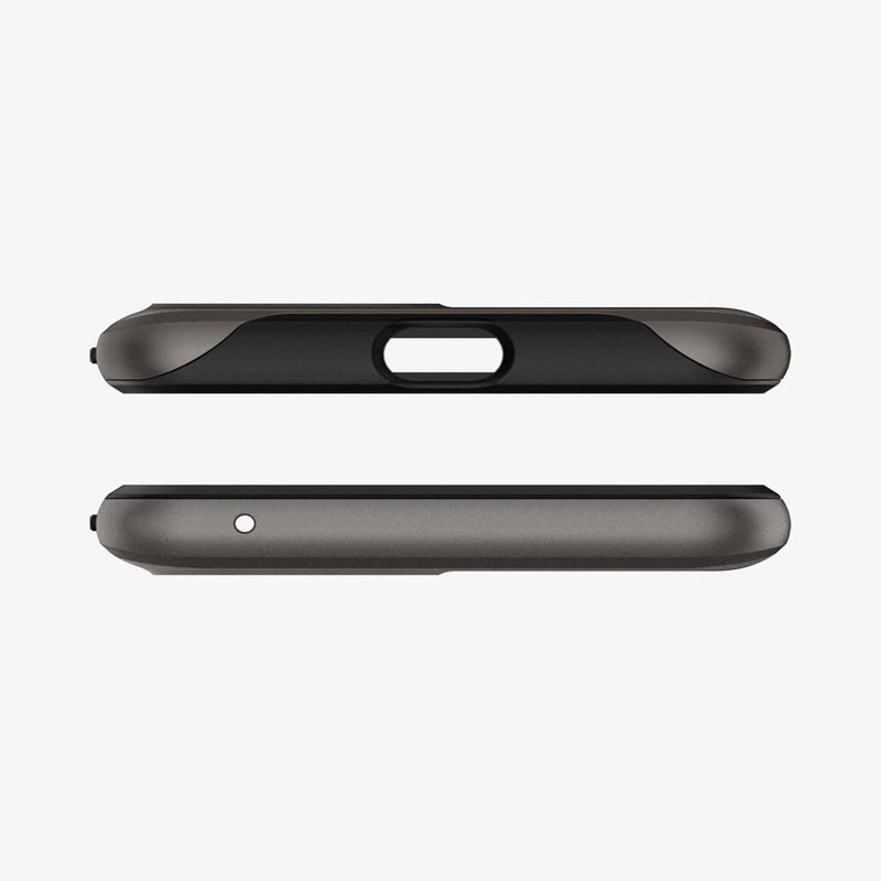 F19CS25036 - Pixel 3 Series Case Neo Hybrid in gunmetal showing the bottom and top with precise cutouts