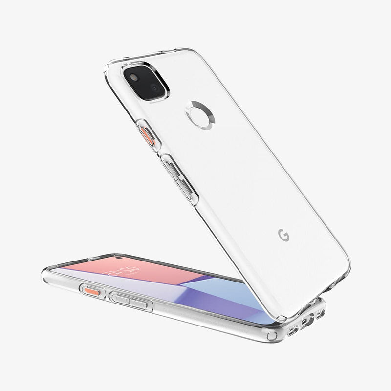 ACS01011 - Pixel 4a Case Liquid Crystal in crystal clear showing the back, side and partial front