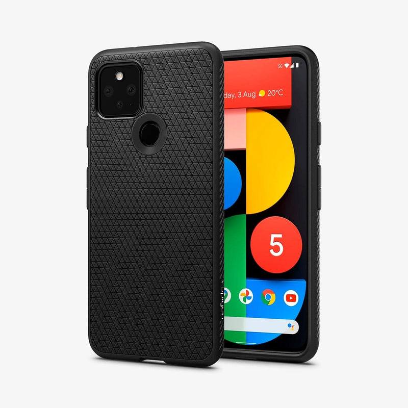 ACS01896 - Pixel 5 Case Liquid Air in black showing the back and front