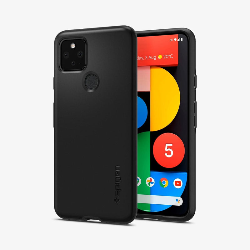 ACS01894 - Pixel 5 Case Thin Fit in black showing the back and front