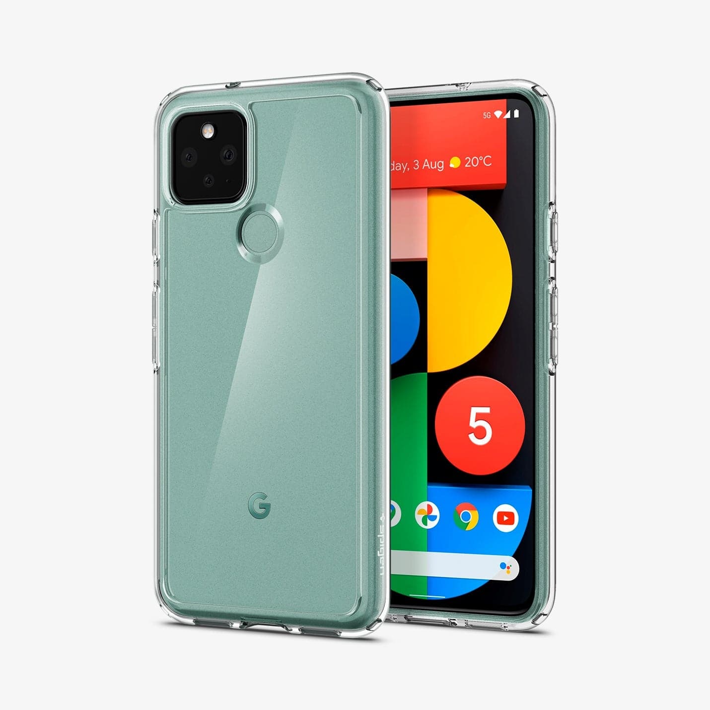 ACS01897 - Pixel 5 Case Ultra Hybrid in crystal clear showing the back and front