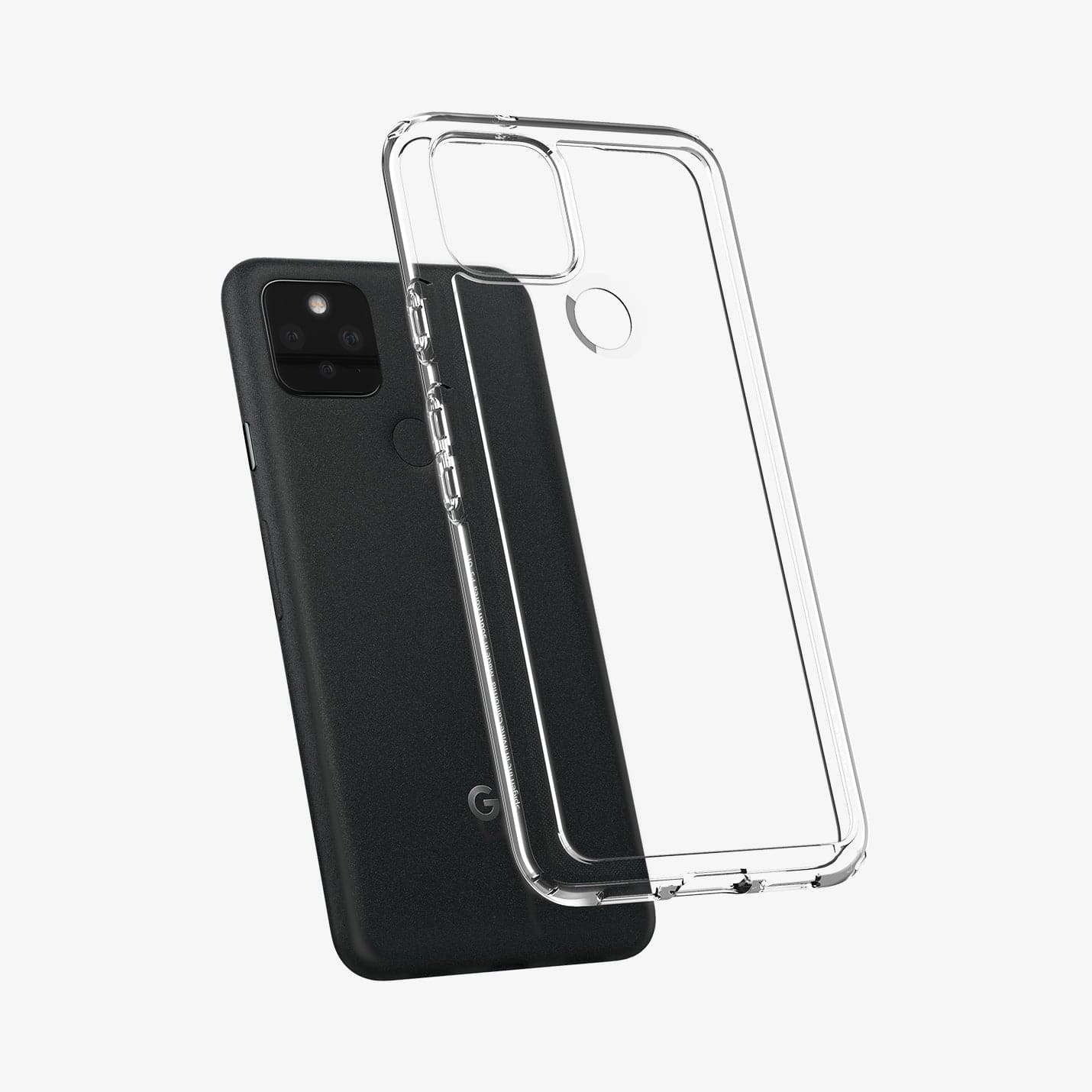 ACS01897 - Pixel 5 Case Ultra Hybrid in crystal clear showing the back with case hovering away from device