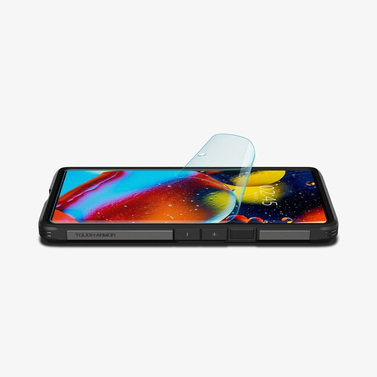 AFL04206 - Pixel 6 Pro Screen Protector Neo Flex showing the front and side with screen protector peeling off screen