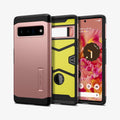 ACS03463 - Pixel 6 Pro Case Tough Armor in rose gold showing the back, inside and front