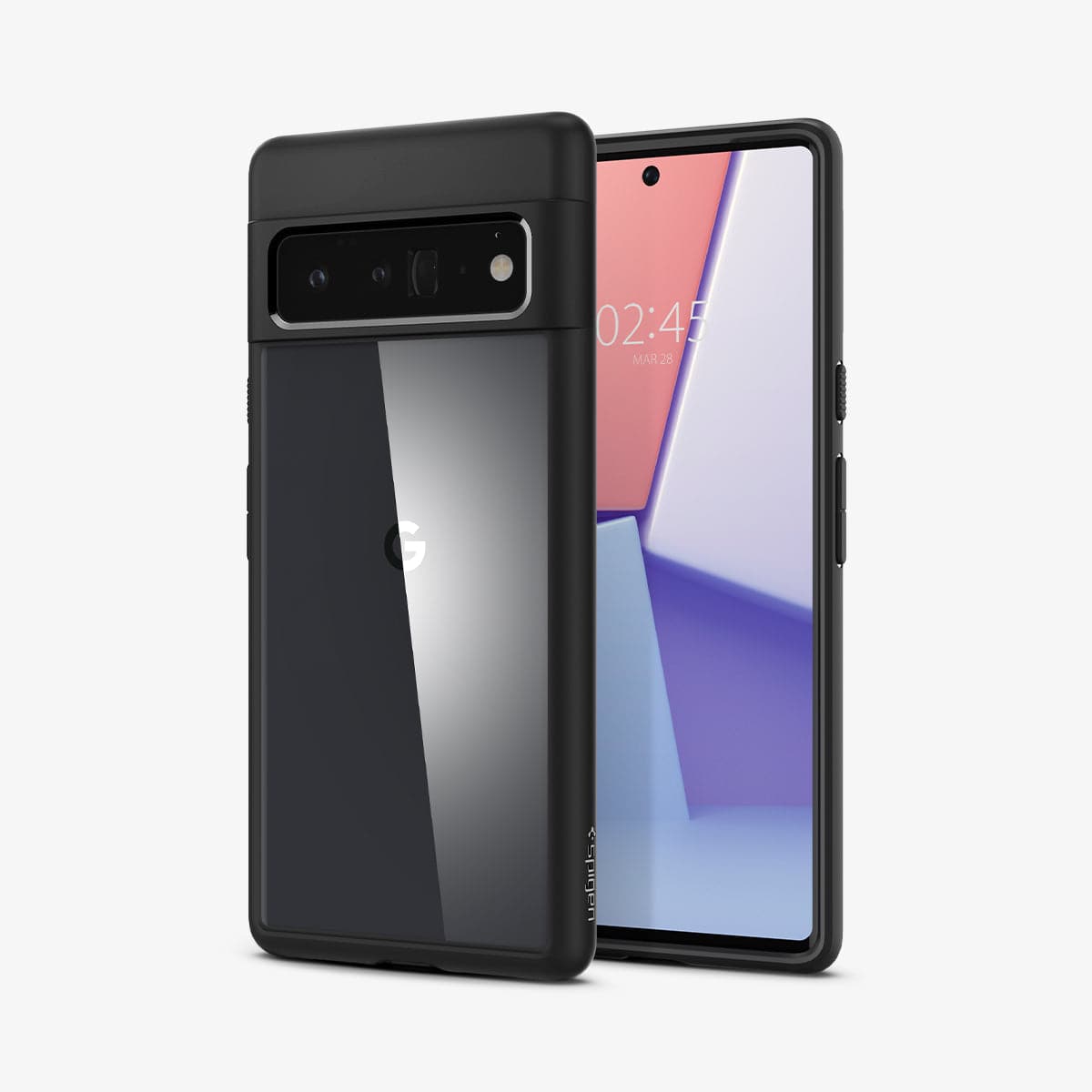 ACS03458 - Pixel 6 Pro Case Ultra Hybrid in matte black showing the back and front