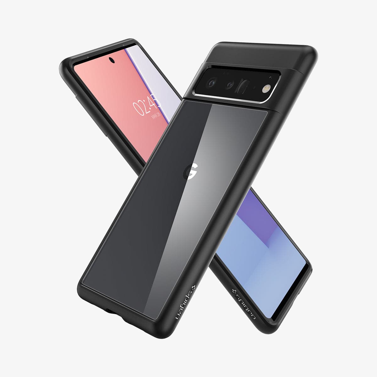ACS03458 - Pixel 6 Pro Case Ultra Hybrid in matte black showing the back, front and sides