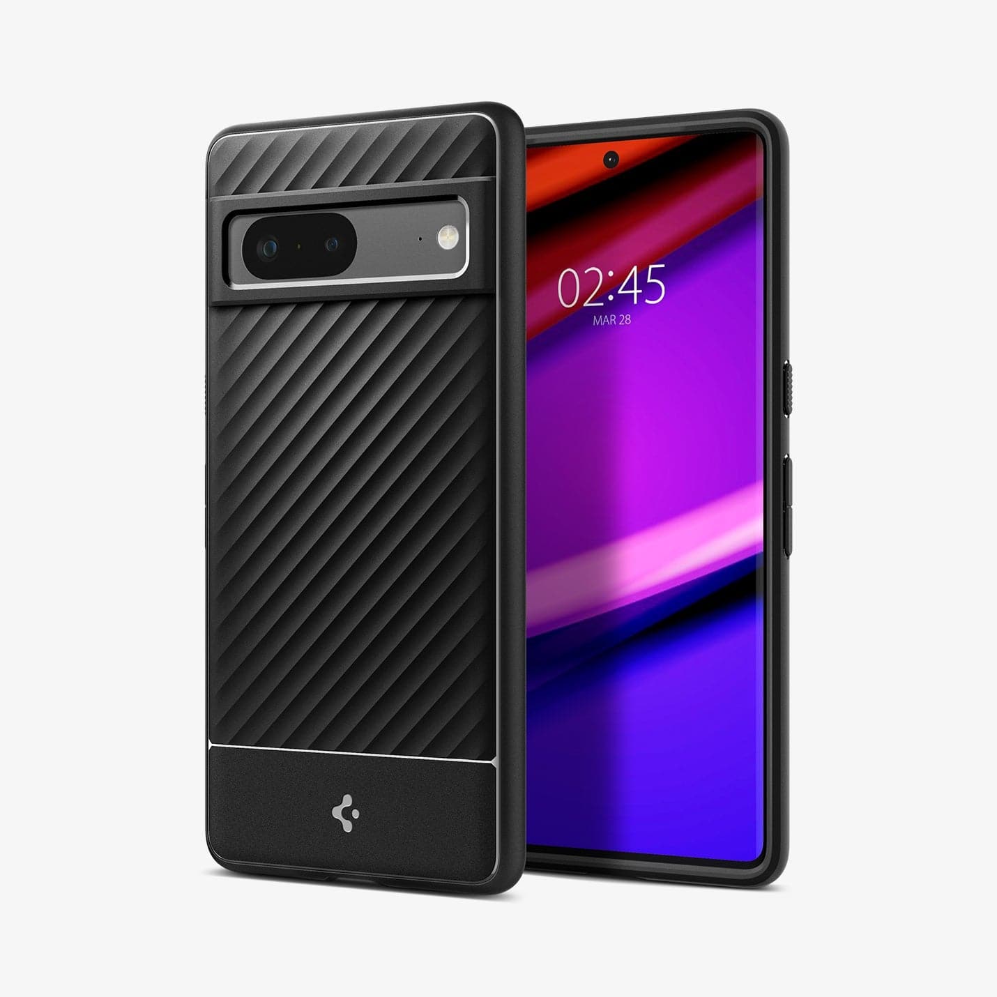ACS04708 - Pixel 7 Case Core Armor in matte black showing the back and front