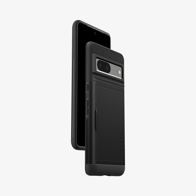 ACS04704 - Pixel 7 Case Slim Armor CS in black showing the back, sides and partial front