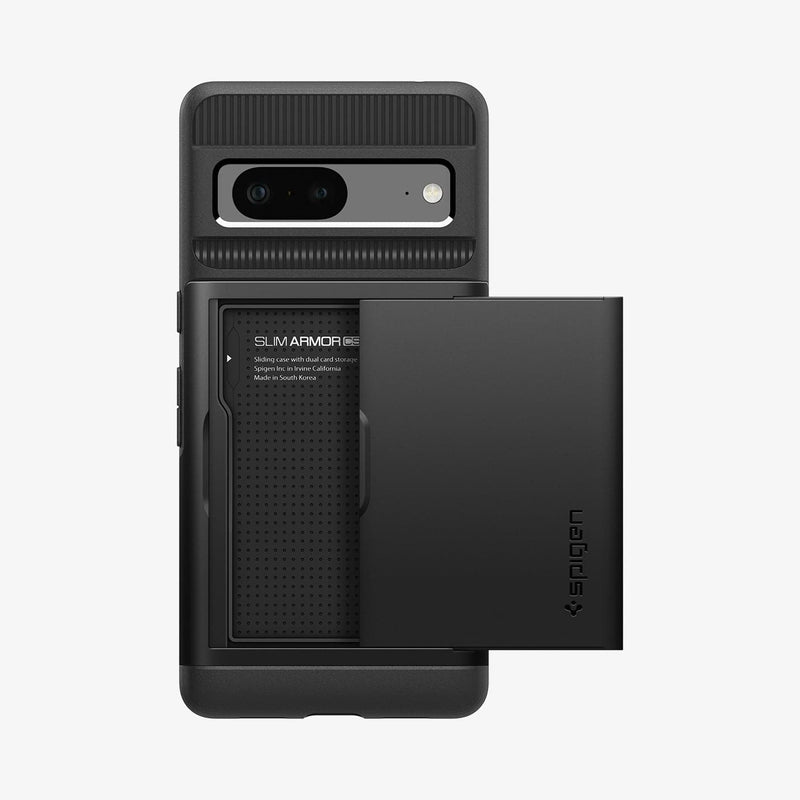 ACS04704 - Pixel 7 Case Slim Armor CS in black showing the back with no card in slot
