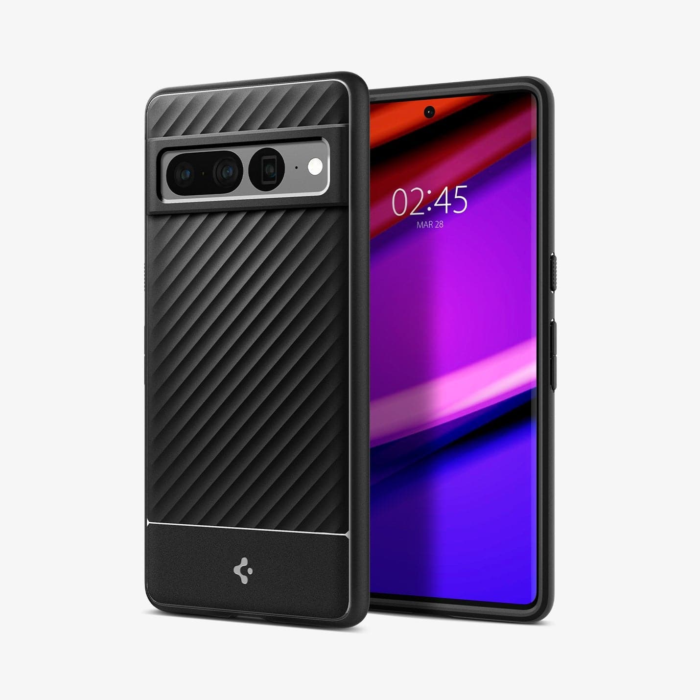 ACS04735 - Pixel 7 Pro Case Core Armor in matte black showing the back and front