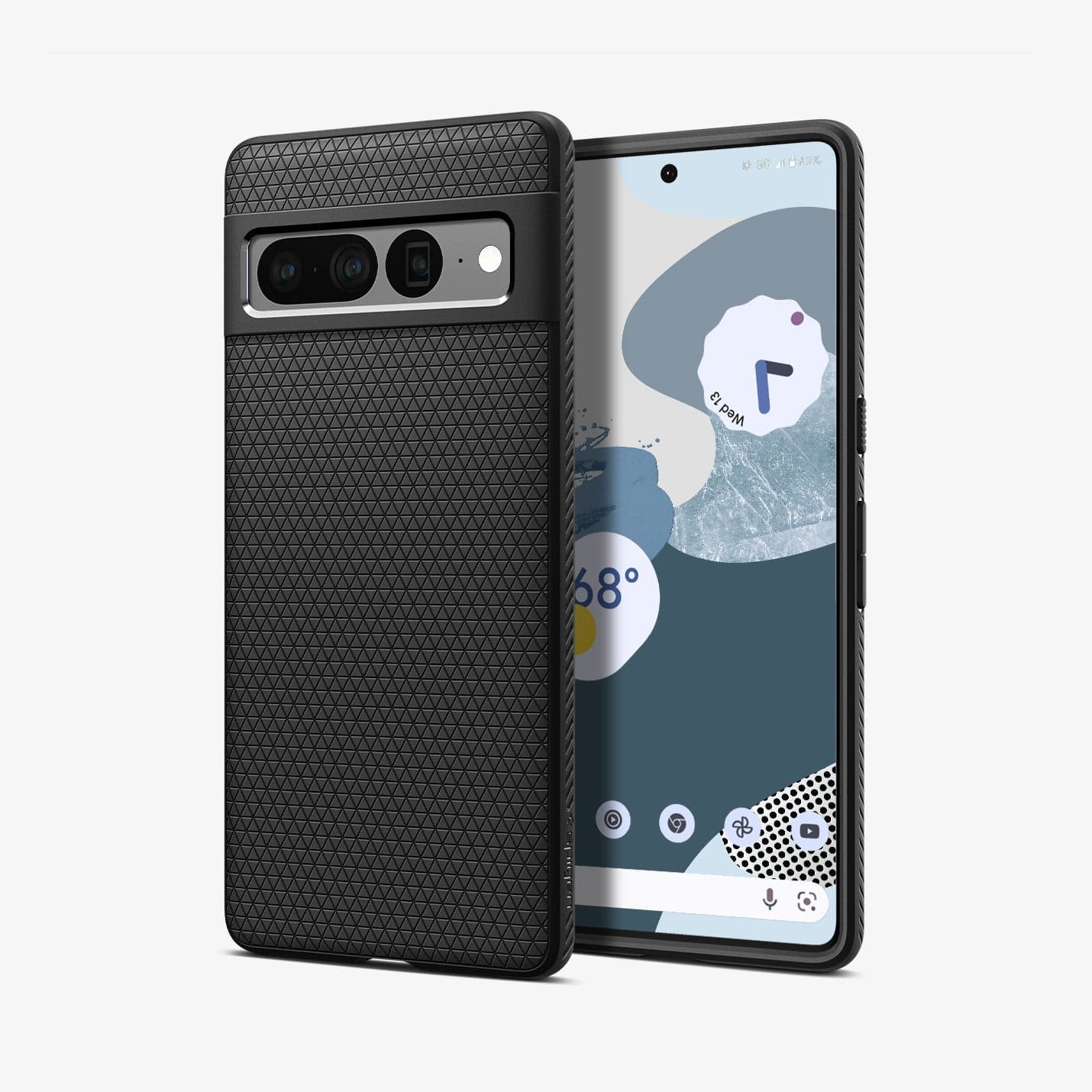 ACS04723 - Pixel 7 Pro Case Liquid Air in matte black showing the back and front