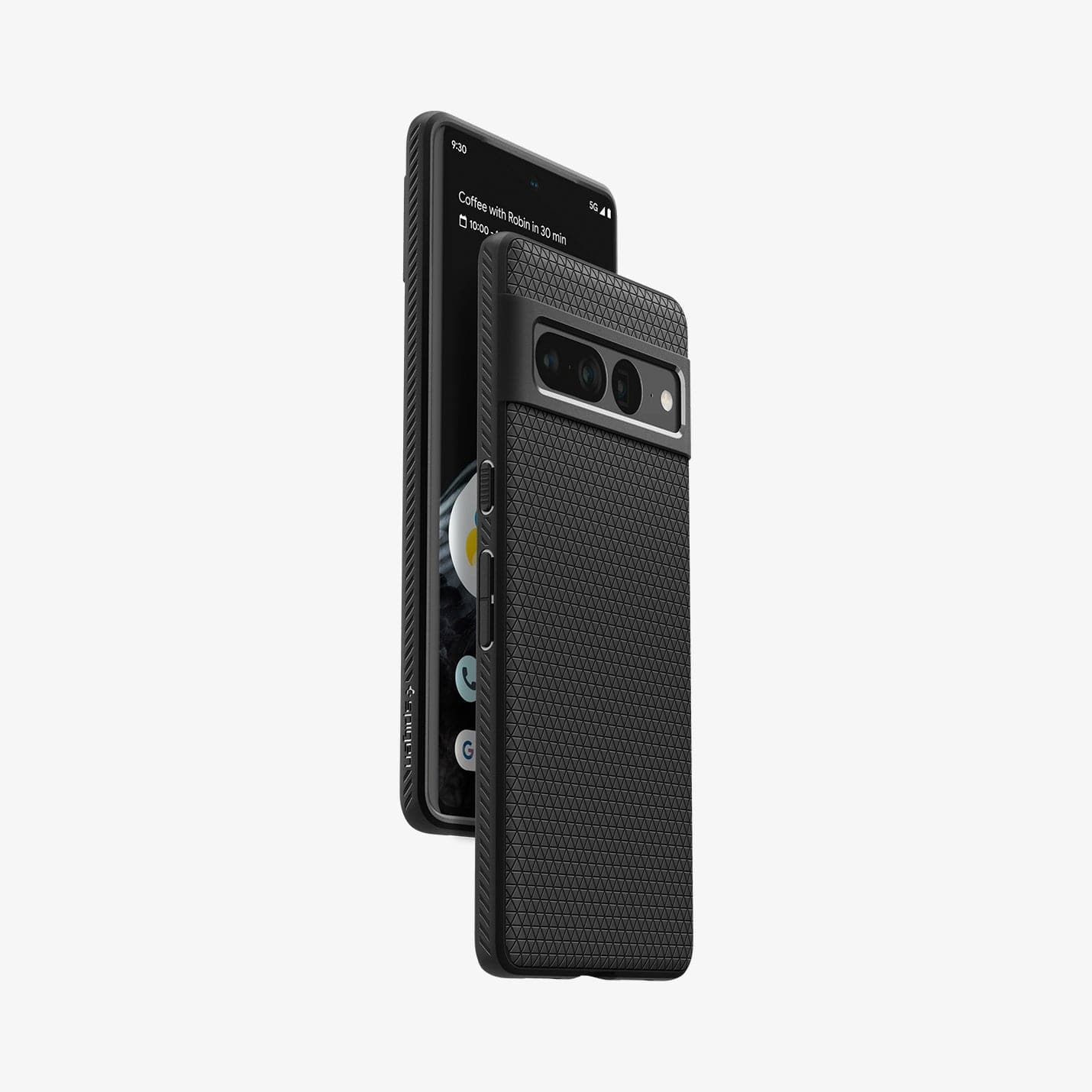 ACS04723 - Pixel 7 Pro Case Liquid Air in matte black showing the back, sides and partial front
