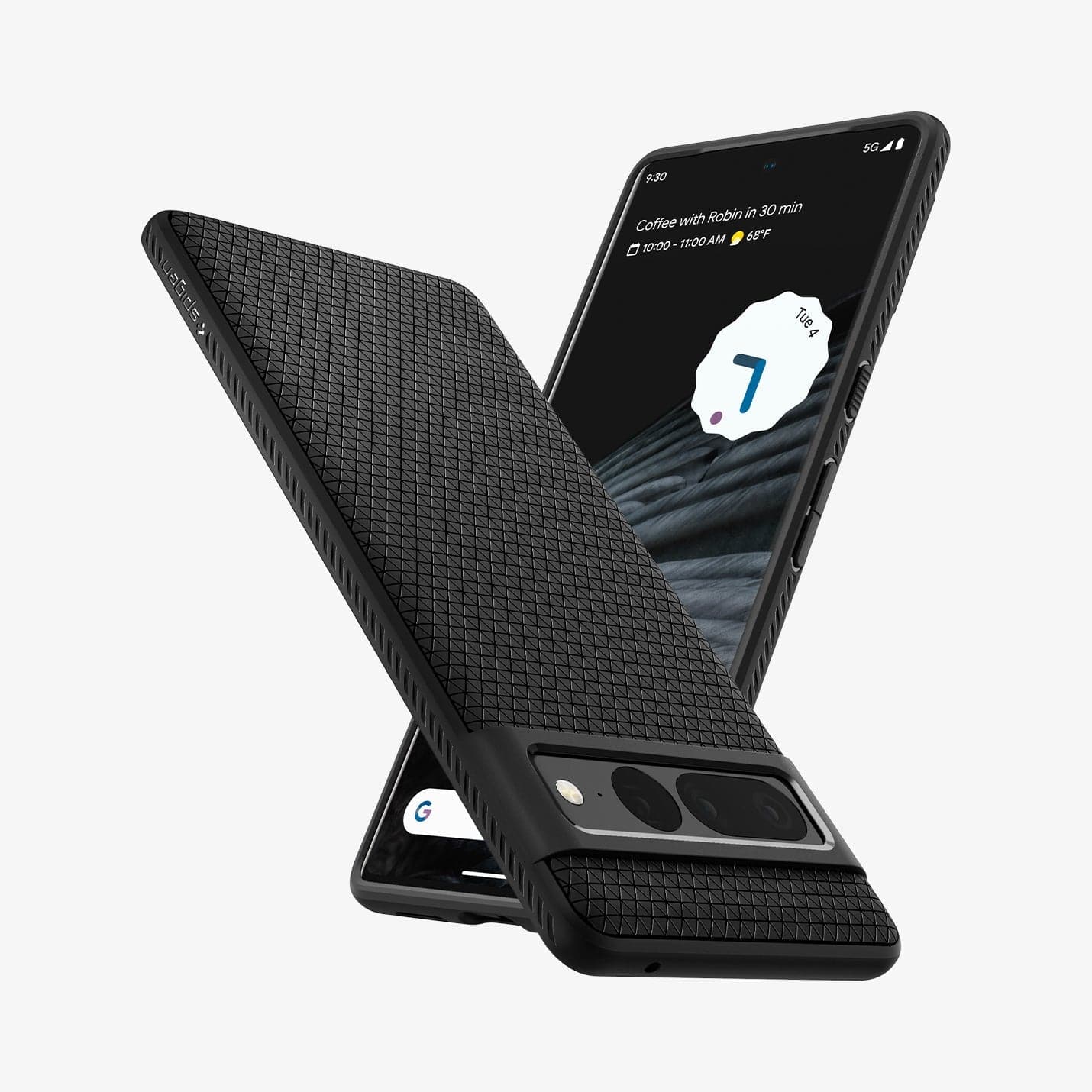 ACS04723 - Pixel 7 Pro Case Liquid Air in matte black showing the back, front and sides