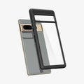 ACS04727 - Pixel 7 Pro Case Ultra Hybrid in matte black showing the back with case hovering away from device