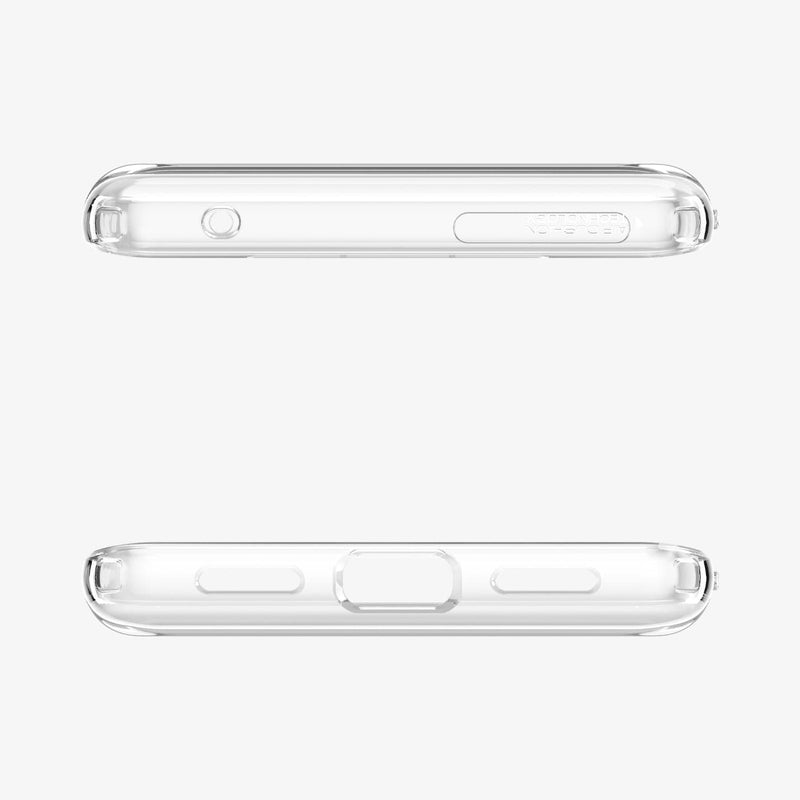 ACS04726 - Pixel 7 Pro Case Ultra Hybrid in crystal clear showing the top and bottom with precise cutouts