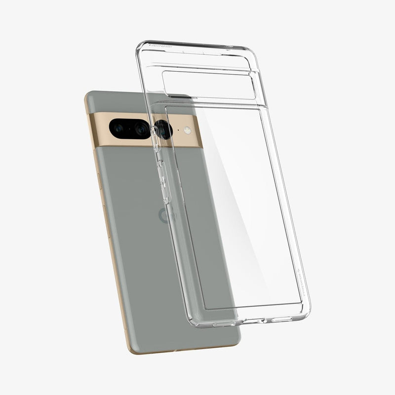 ACS04726 - Pixel 7 Pro Case Ultra Hybrid in crystal clear showing the back with case hovering away from device