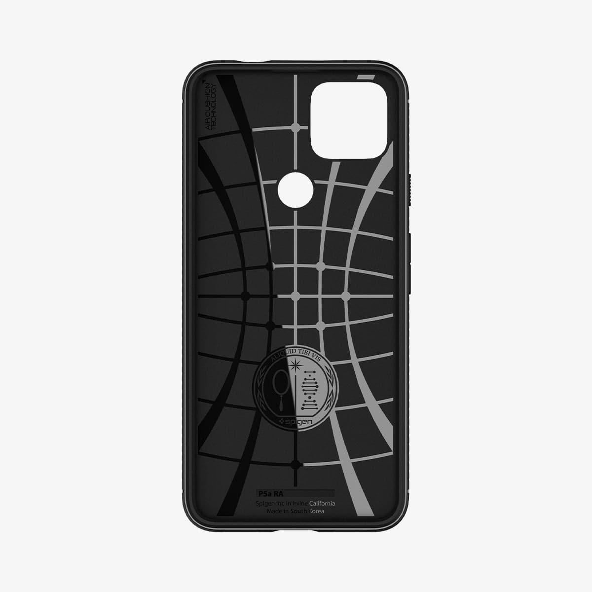 ACS02908 - Pixel 5a Case Rugged Armor in matte black showing the inside of case