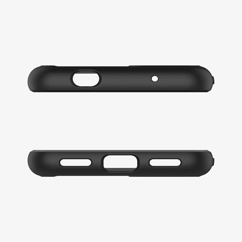 ACS02910 - Pixel 5a Case Ultra Hybrid in matte black showing the top and bottom with precise cutouts