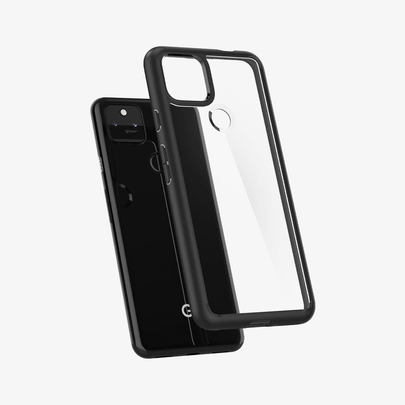 ACS02910 - Pixel 5a Case Ultra Hybrid in matte black showing the back with case hovering away from device