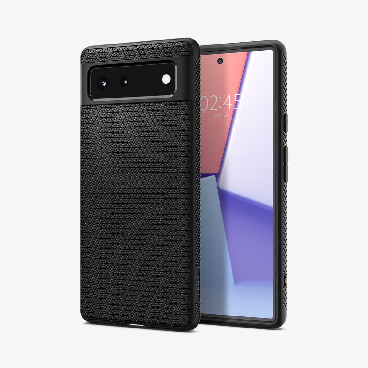 ACS03436 - Pixel 6 Case Liquid Air in matte black showing the back and front