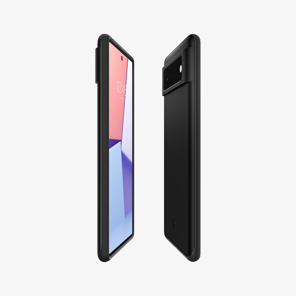 ACS03435 - Pixel 6 Case Thin Fit in black showing the sides, partial front and back