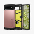ACS03444 - Pixel 6 Case Tough Armor in rose gold showing the back, inside and front