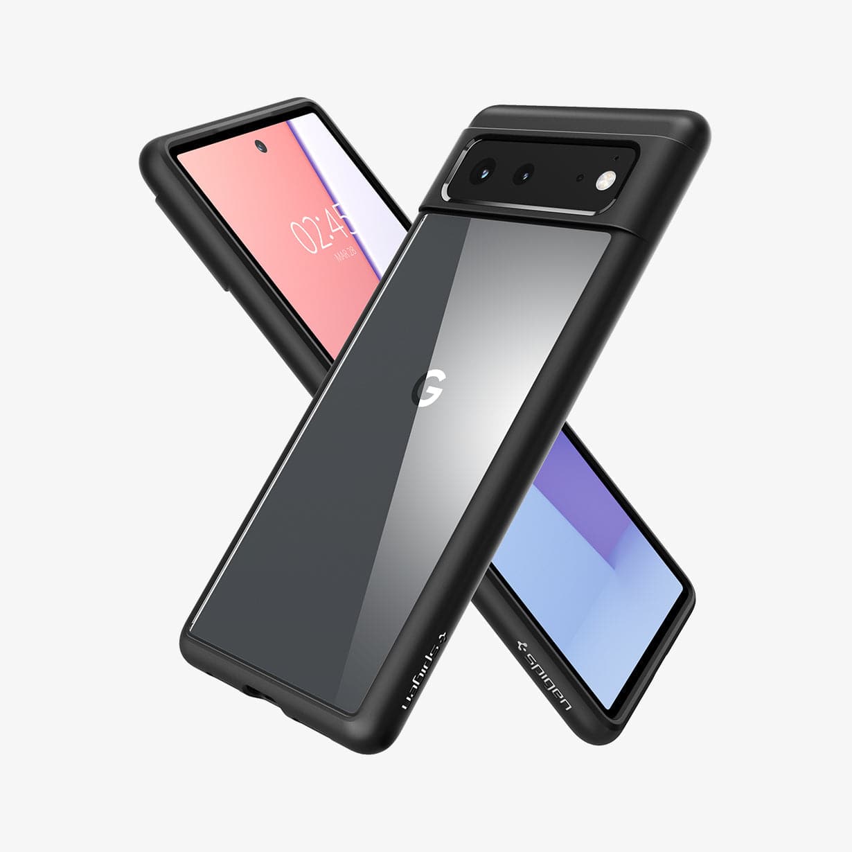 ACS03439 - Pixel 6 Case Ultra Hybrid in matte black showing the back, front and sides