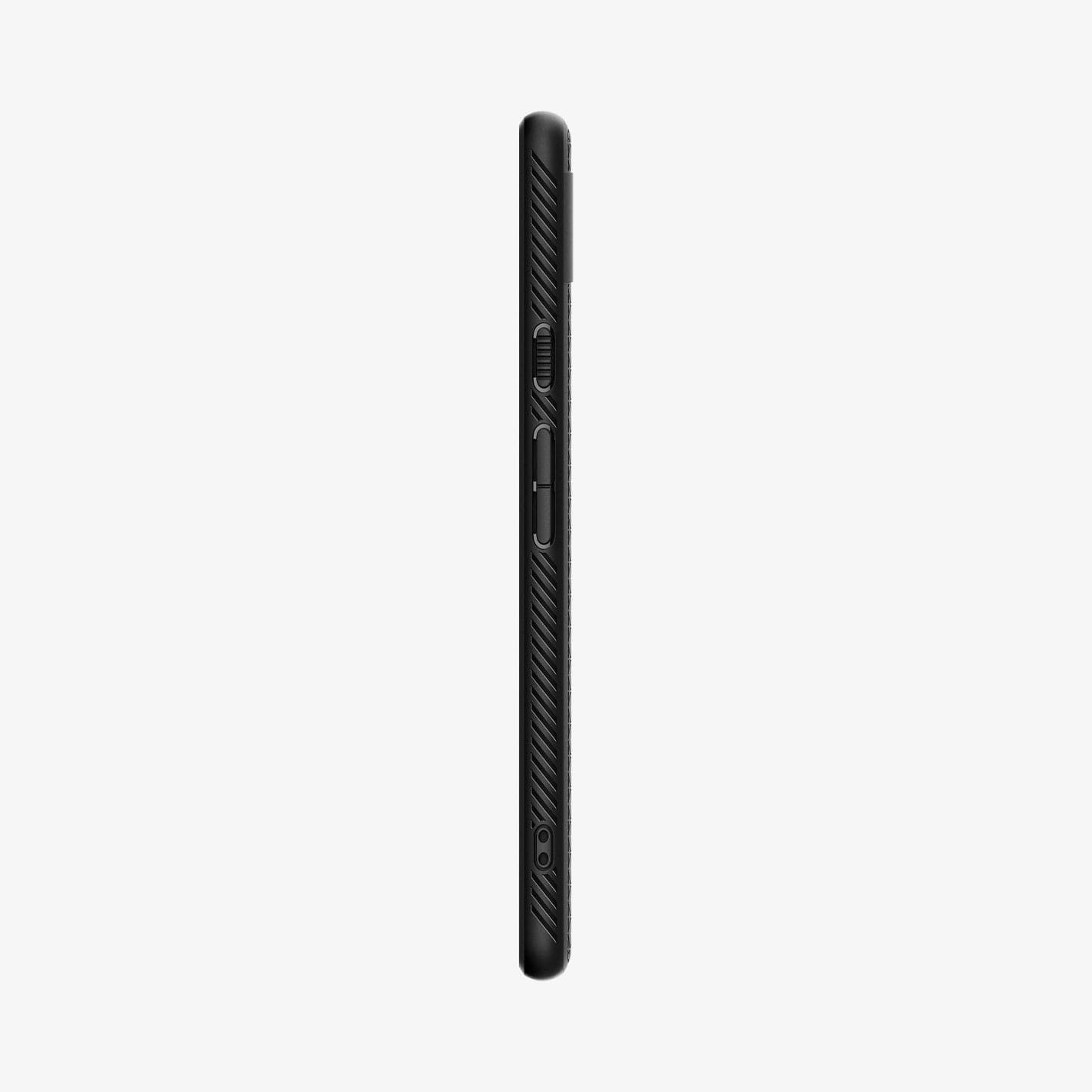 ACS04474 - Pixel 6a Case Liquid Air in matte black showing the side with volume controls