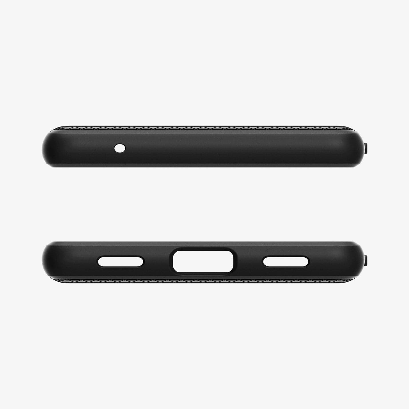 ACS04474 - Pixel 6a Case Liquid Air in matte black showing the top and bottom with precise cutouts